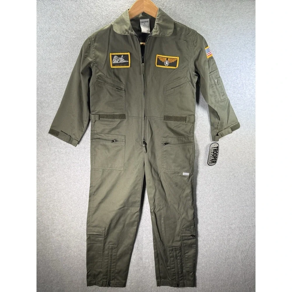 Trooper Clothing Kids Flight Suit Costume Stealth F-117 Patch USA Size XL (9-10)